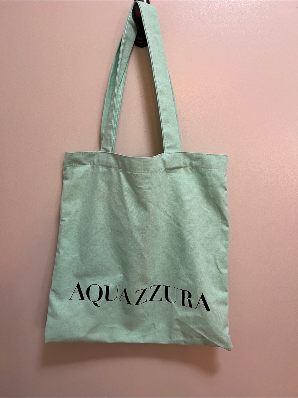 Aquazzura Mint Green Canvas Tote with Black Logo